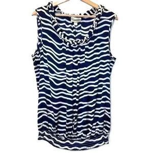 Dressbarn Womens Blue and White Sleeveless Blouse Size 14/16